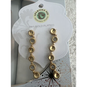 Spartina 449 18k Gold Plated Glided Gold Droplets Dangling Earrings Rhinestones